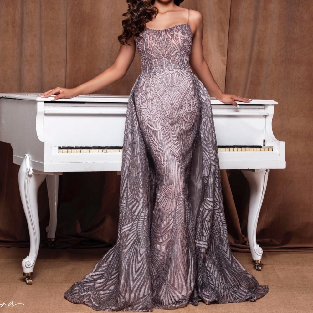 Strapless Evening Dress in Gray